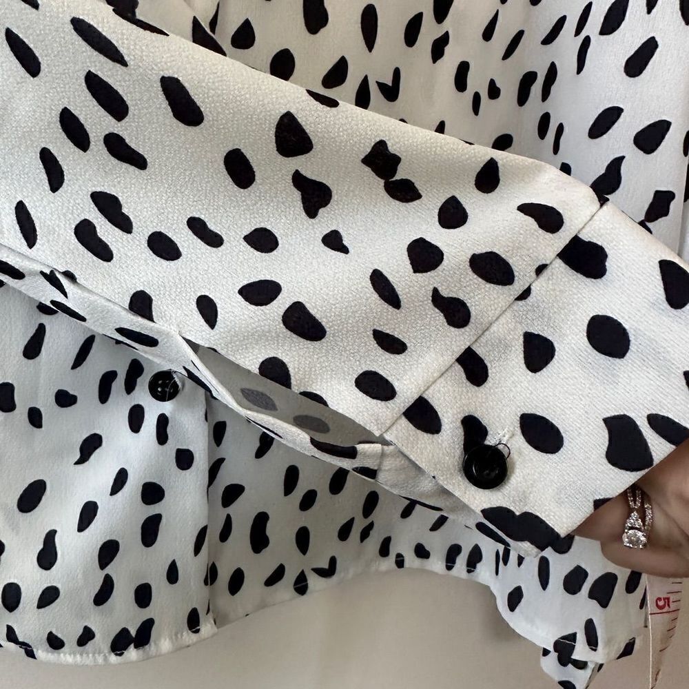 Ecowish Dalmatian Print Black White Long Sleeve Blouse Size X Large - Picture 5 of 13